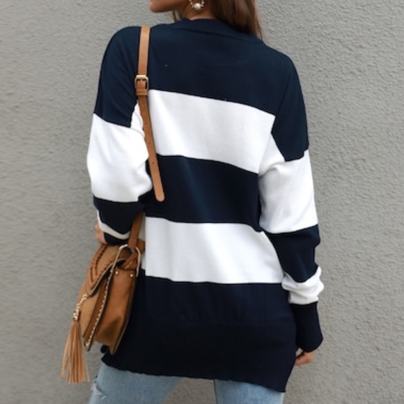 LAST 1 M‼️NAVY WHITE striped - Sweater - Picture 3 of 5